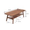 Center Table, Low Table, 100% Solid Oak Wood Top Plate Des, Coffee Table, Study Desk With Storage Shelf - Walnut - Image 7