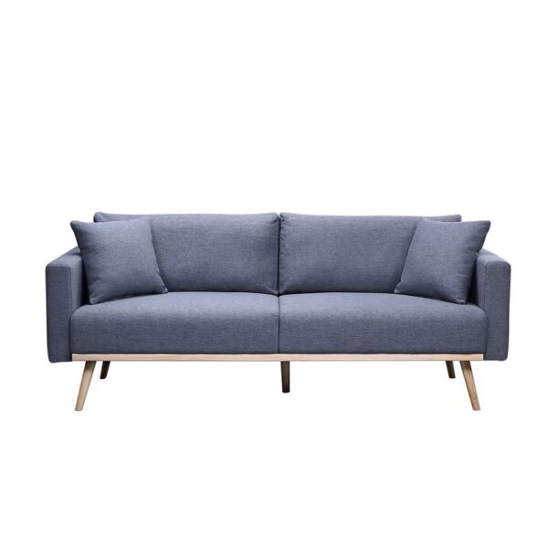 Easton - Linen Fabric Sofa With USB Charging Ports Pockets And Pillows - Dark Gray