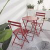 3 Piece Patio Bistro Set Of Foldable Round Table And Chairs - Red - Image 7