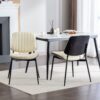 Dining Chairs Mid-Century Modern Retro Faux Leather Chair With Walnut Bentwood Back Upholstered Seat Metal Legs Adjustable Foot For Kitchen Dining Room Chairs (Set of 2) - Beige - Image 14