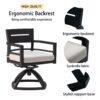 5 Piece Outdoor Patio Furniture, Modern Dining Set, 4 Swivel Chairs Rockers Sunbrella Fabric And Square Dining Table With Umbrella Hole - Ember Black - Image 5