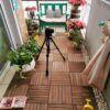 30 Piece Interlocking Deck Tiles Striped Pattern, Square Acacia Hardwood Outdoor Flooring For Patio, Bancony, Pool Side - Brown - Image 11