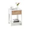 15.75" Rattan End Table With Drawer, Modern Nightstand, Side Table For Living Room, Bedroom - White - Image 5