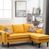 Mia - Sectional Sofa Chaise With USB Charger And Pillows - Yellow - Image 4