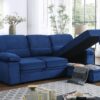 Kipling - Velvet Fabric Reversible Sleeper Sectional Sofa Chaise - Blue - Image 9