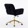 Office Chair, Artificial Rabbit Hair Home Office Chair With Golden Metal Base, Adjustable Desk Chair Swivel Office Chair, Vanity Chair - Black - Image 7