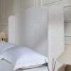 Hannah - King Upholstered Wingback Bed Size, Tall Headboard Upholstered King Bed, Premium Textured Canvas Chenille Look, Minimalist Designs, No Box Spring Needed - Ivory - Image 13