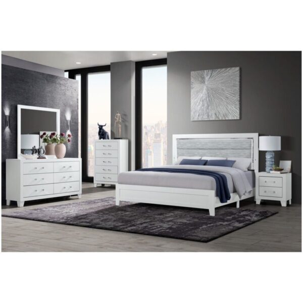 Omoda - 5 Pieces Eastern King Bedroom Set With LED - White