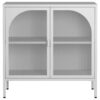 Metal Sideboard Cabinet, Accent Storage Cabinet With 2 Glass Doors, Modern Coffee Bar Cabinet With Adjustable Shelves 154 Lbs Capacity For Kitchen, Living Room And Hallway - White - Image 14