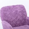 Office Chair, Artificial Rabbit Hair Home Office Chair With Golden Metal Base, Adjustable Desk Chair Swivel Office Chair, Vanity Chair - Violet - Image 10