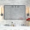 Glossy Bathroom Mirrors For Wall Rectangle Vanity Mirror Corner Hangs Farmhouse Mirror Modern Metal Framed Rectangular Mirror, Decorative Square Corner Mirror (Horizontal & Vertical) - Black - Image 5