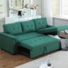 Lucca - Linen Reversible Sleeper Sectional Sofa With Storage Chaise - Green - Image 7