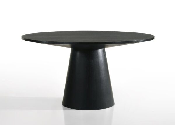 Jasper - Wide Contemporary Round Dining Table - Ebony Black