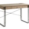 Computer Desk Writing Desk With One Drawer Metal Legs And USB Outlet Port - Brown / Black Metal - Image 5