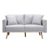 Easton - Linen Fabric Sofa, Loveseat, Chair Living Room With USB Charging Ports Pockets And Pillows (Set of 3) - Light Gray - Image 4