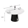 53.15" Modern Artificial Stone Round Carbon Steel Base Dining Table, Can Accommodate 6 People - White / Black - Image 10