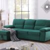 Kipling - Velvet Fabric Reversible Sleeper Sectional Sofa Chaise - Green - Image 10
