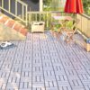 30 Piece Interlocking Deck Tiles Checker Pattern, Square Acacia Hardwood Outdoor Flooring For Patio, Bancony, Pool Side - Light Gray - Image 13