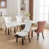 Nikki - Modern, High-End Tufted Solid Wood Contemporary And Velvet Upholstered Dining Chair With Wood Legs Nailhead Trim (Set of 2) - White / Pink - Image 18