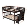 Full Over Full Stairway Bunk Bed With Storage And Guard Rail For Bedroom - Espresso - Image 10