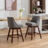 Counter Height Swivel Barstools, 26'' H Seat Height Upholstered Bar Stools (Set of 2), Fabric - Gray - Image 18