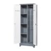 Metal Storage Cabinets, Cleaning Tool Cabinet With Locking Door, Tall Broom Tool Organizer And Storage, Large Storage Cabinet For Kitchen - Gray / White - Image 13