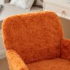 Office Chair, Artificial Rabbit Hair Home Office Chair With Golden Metal Base, Adjustable Desk Chair Swivel Office Chair, Vanity Chair - Orange - Image 11