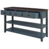 Retro Design Console Table With Two Open Shelves, Pine Frame And Legs For Living Room - Navy - Image 9