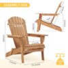 Wooden Outdoor Folding Adirondack Chair (Set of 2) Wood Lounge Patio Chair For Garden, Garden, Lawn, Backyard, Deck, Pool Side, Fire Pit - Light Brown - Image 4