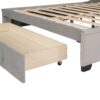Queen Size Storage Upholstered Platform Bed With Wingback Headboard And A Big Drawer - Gray - Image 5