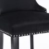 Contemporary Velvet Upholstered Wing-Back Barstools With Button Tufted Decoration And Wooden Legs, And Chrome Nailhead Trim, Leisure Style Bar Chairs, Bar Stools (Set of 4) - Black - Image 10