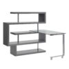 Buck II - Clear Glass, Chrome High Gloss Writing Desk With Shelf - Gray - Image 8
