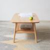 Center Table Low Table 100% Solid Wood Top Plate Desk Coffee Table Study Desk Work From Home Natural Wood With Storage Shelf Writing Desk - Oak - Image 3
