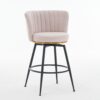 Beige Swivel Bar Stools, High-Back, Adjustable, Upholstered With Elegant Metal Back Accents For Kitchen, Bar, Or Dining Room (Set of 2) - Beige - Image 13