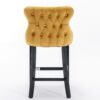 Contemporary Velvet Upholstered Wing-Back Barstools With Button Tufted Decoration And Wooden Legs, And Chrome Nailhead Trim, Leisure Style Bar Chairs, Bar Stools (Set of 4) - Gold - Image 7