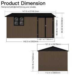 10'x12' Garden Sheds Outdoor Storage Sheds With Window - Brown