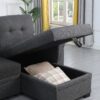 Lucca - Linen Reversible Sleeper Sectional Sofa With Storage Chaise - Dark Gray - Image 11