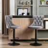 Swivel Velvet Barstools Adjusatble Seat Height , Modern Upholstered Bar Stools With Backs Comfortable Tufted For Home Pub And Kitchen Island (Set of 2) - Gray - Image 16