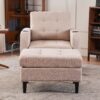 Beige Upholstered Armchair And Storage Ottoman Set, Comfortable Single Sofa With Cup Holders And Tufted Detailing, Ideal For Living Room Or Bedroom - Beige - Image 6