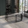 Adjustable Safety Gate 8 Panels Play Yard Metal Doorways Fireplace Fence Christmas Tree Fence Gate For House Stairs Gate Prohibited Area Fence - Black - Image 5