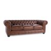 Traditional Tufted Leather Chesterfield Nailhead Sofa - Light Brown - Image 2