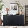 Accent Cabinet Farmhouse Style 4 Door Wooden Cabinet Sideboard Buffet Server Cabinet Storage Cabinet, For Living Room, Entryway, Hallway, Office, Kitchen And Dining Room - Antique Black - Image 4