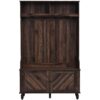 Hall Tree With 4 Hooks, Coat Hanger, Entryway Bench, Storage Bench, 3 In 1 Design, For Entrance, Hallway - Brown - Image 6