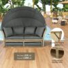 Outdoor Patio Daybed Wicker Rattan Double Daybed Round Sofa Furniture Set With Retractable Canopy, 4 Pillows For Lawn Garden Backyard Porch Pool - Gray - Image 6