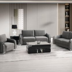 Wenona - Series 4 Pieces Living Room Set With A Coffee Table - Black / Gray