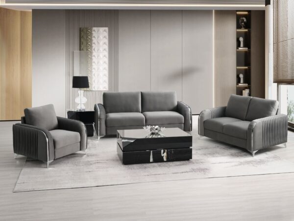 Wenona - Series 4 Pieces Living Room Set With A Coffee Table - Black / Gray