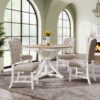 Functional Furniture Retro Style Dining Table Set With Extendable Table And 4 Upholstered Chairs For Dining Room And Living Room - Natural / Off White - Image 15