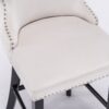 Contemporary Velvet Upholstered Wing-Back Barstools With Button Tufted Decoration And Wooden Legs, And Chrome Nailhead Trim, Leisure Style Bar Chairs, Bar Stools (Set of 4) - Beige - Image 9