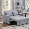 Zoey - Linen Convertible Sleeper Loveseat With Side Pocket - Light Gray - Image 7