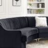 Velvet Curved Sofa - Black - Image 4